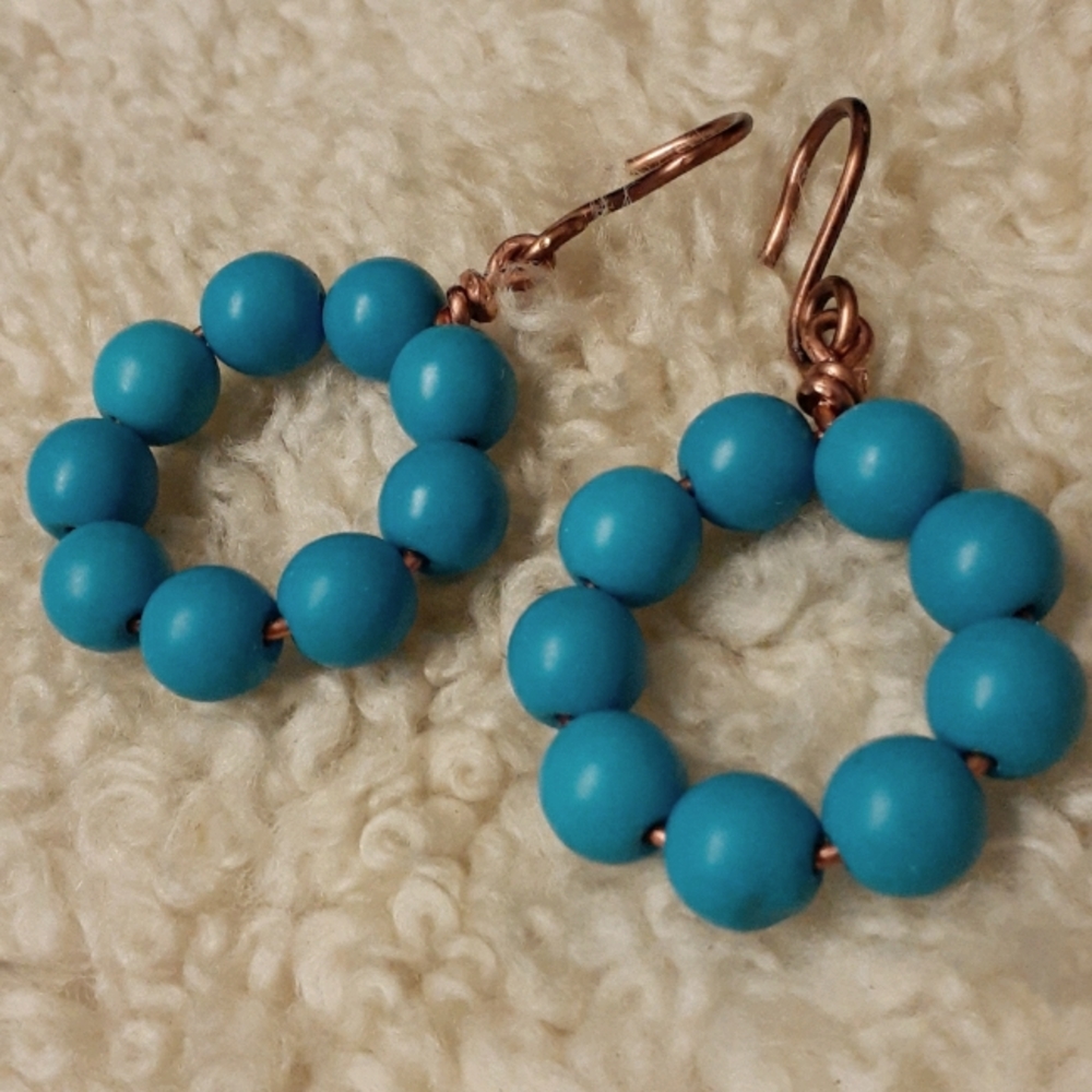 Genuine Turquoise Beaded Earrings